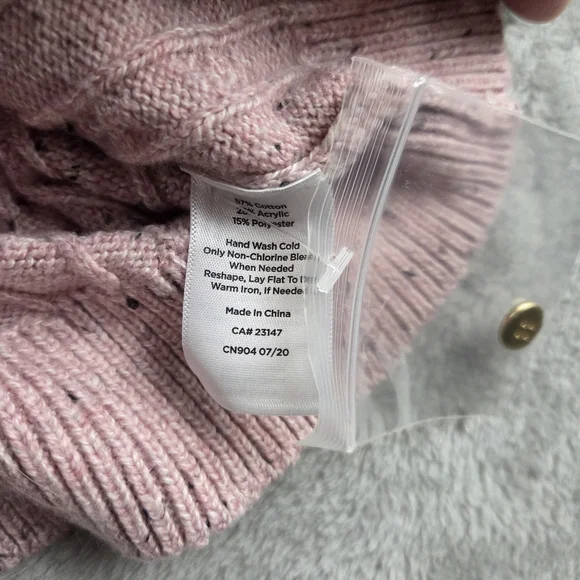J. Jill Pink Crew Neck Cable Knit Sweater - Picture 7 of 8